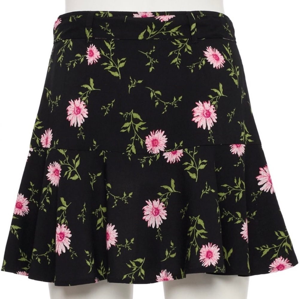 New Black Floral Skirt Flowy Size XS
